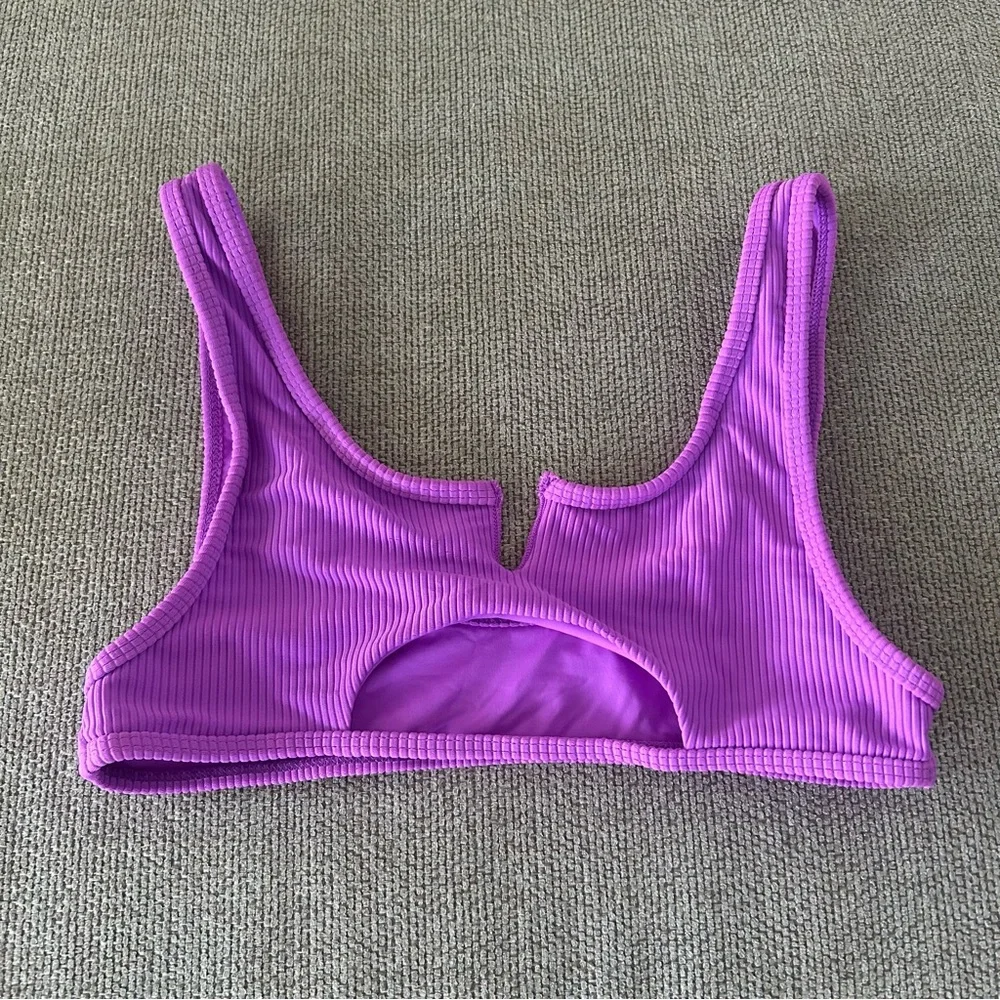 Frankie's Bikinis Purple Ribbed Bikini Top